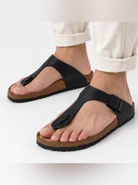 Birkenstock Gizeh BS Black Birko-Flor Thong Sandals women’s size 37 nwob